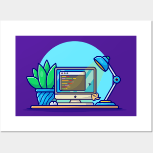 Workspace Cartoon Vector Icon Illustration Posters and Art